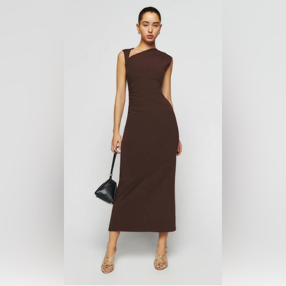 Reformation Dresses & Skirts - Reformation Brown Asymmetric One-Shoulder Maxi Dress